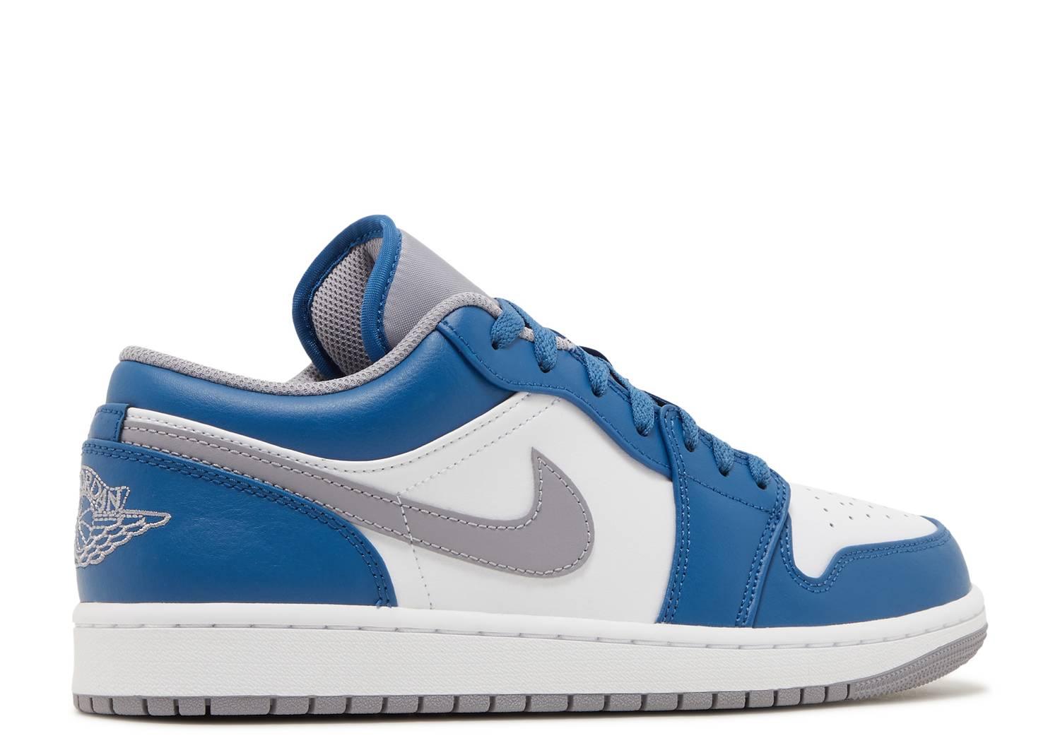 Jordan 1 Low True Blue Cement - Kicksinto